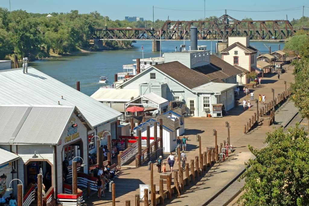 Aerial view of Old Sacramento