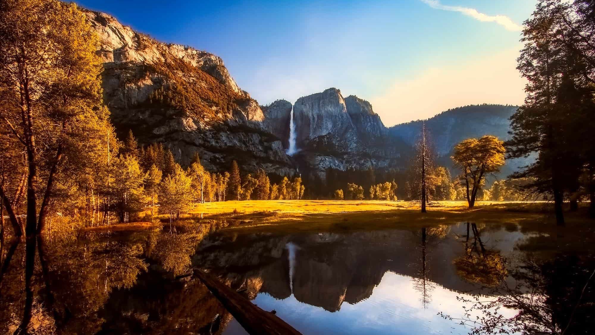 view of Yosemite Falls in fall