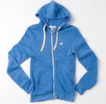 blue zip up hoodie