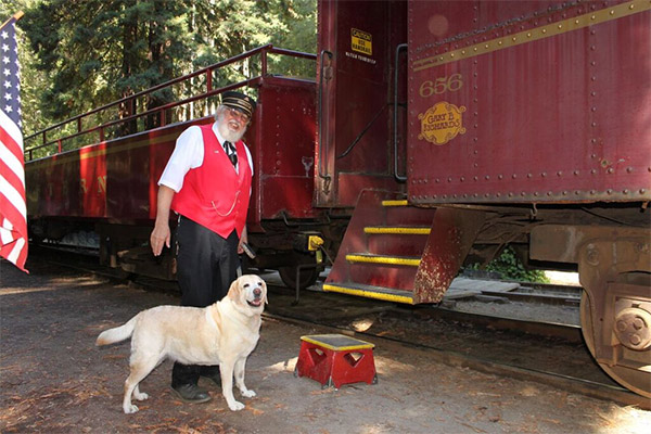 Kayla boards the Skunk Train, Fort Bragg