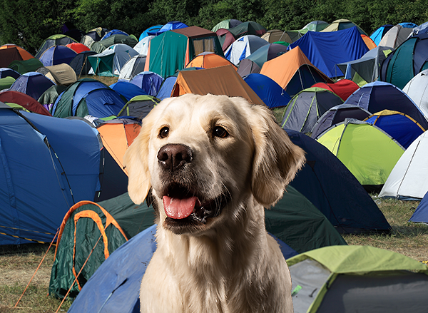 Dog playing at Campground Petiquette